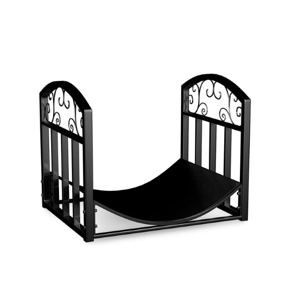 Hastings Home Firewood Rack Metal Holder with Decorative Scroll Design for Log Storage Bin, Indoor/Outdoor (Black) 212261MZR - main